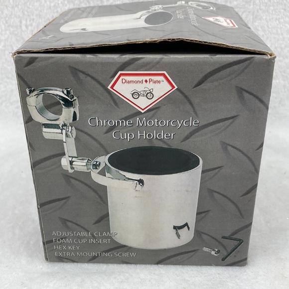 Diamond Plate Chrome Motorcycle Cup Holder NIB - Picture 6 of 14